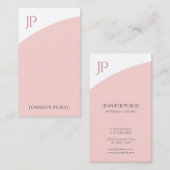 Trendy Modern Monogram Sjabloon Blush Pink White Visitekaartje (Voorkant / Achterkant)