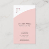 Trendy Modern Monogram Sjabloon Blush Pink White Visitekaartje (Achterkant)