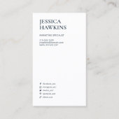 Trendy Modern Monogram Social Media Indigo Blauw Visitekaartje (Voorkant)