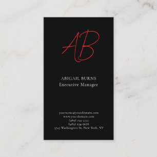 Trendy Modern Monogram Zwart Visitekaartje