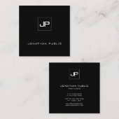 Trendy Modern Monogram Zwart Wit Letter Sjabloon Vierkante Visitekaartje (Voorkant / Achterkant)