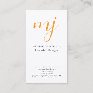 Trendy Modern Monogram Zwarte & Witte Visitekaartje