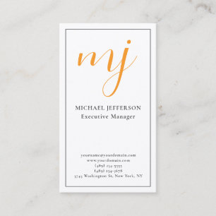 Trendy Modern Monogram Zwarte & Witte Visitekaartje