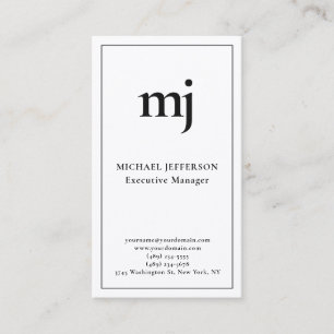 Trendy Modern Monogram Zwarte & Witte Visitekaartje