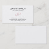 Trendy Modern Monogrammed Artistiek Ontwerp Wit Visitekaartje (Voorkant / Achterkant)
