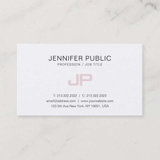 Trendy Modern Monogrammed Artistiek Ontwerp Wit Visitekaartje (Voorkant)