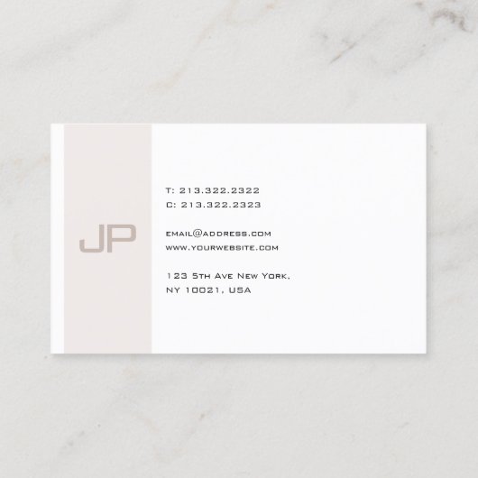 Trendy Modern Monogrammed Elegant Simple Sjabloon Visitekaartje (Achterkant)