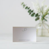 Trendy Modern Monogrammed Gold Silver Elegant Visitekaartje (Staand voorkant)