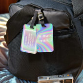 Trendy Modern Monogrammed Hologram Bagagelabel