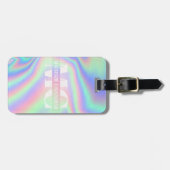 Trendy Modern Monogrammed Hologram Bagagelabel (Voorkant horizontaal)