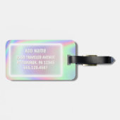 Trendy Modern Monogrammed Hologram Bagagelabel (Achterkant horizontaal)