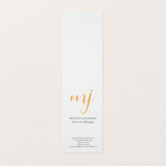 Trendy Modern Monogrammed Plain Black & White Visitekaartje (Buitenkant ongevouwen)