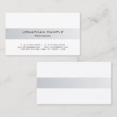 Trendy modern mooi, schoon, zilver, wit design visitekaartje (Voorkant / Achterkant)