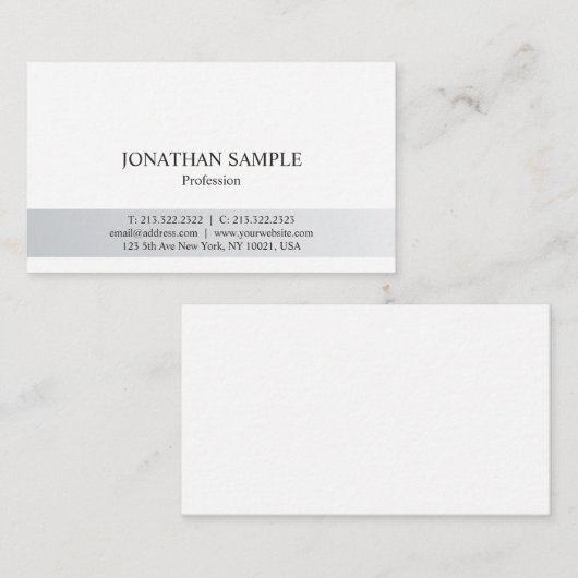 Trendy modern mooi, schoon, zilver, wit design visitekaartje (Voorkant / Achterkant)