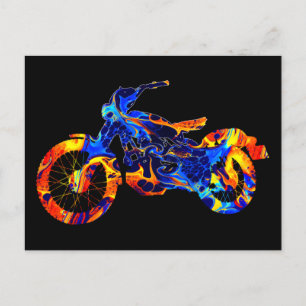 TRENDY MODERN MOTORCROSS KLEURRIJKE KUNST ABSTRACT BRIEFKAART