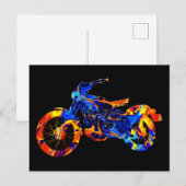 TRENDY MODERN MOTORCROSS KLEURRIJKE KUNST ABSTRACT BRIEFKAART (Voorkant / Achterkant)