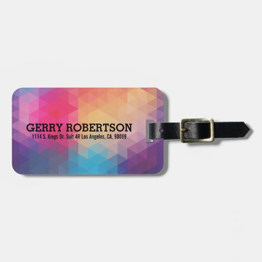 Trendy modern mozaïek geometrisch patroon bagagelabel (Voorkant horizontaal)
