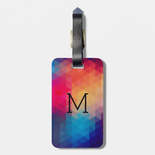 Trendy modern mozaïek geometrisch patroon bagagelabel (Achterkant verticaal)