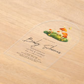 Trendy Modern Mushroom Woodland Script Baby shower Acryl Uitnodigingen (Laagn)