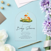 Trendy Modern Mushroom Woodland Script Baby shower Acryl Uitnodigingen (Insitu (Huwelijk))