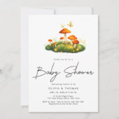 Trendy Modern Mushroom Woodland Script Baby shower Kaart (Voorkant)