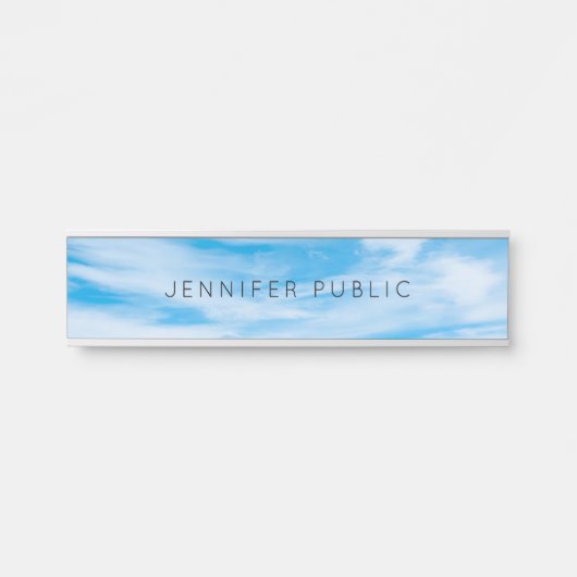 Trendy Modern Natuur Sjabloon Clouds Blue Sky Deurbordje (Voorkant)