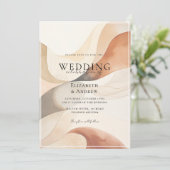 Trendy, modern, natuurlijke kleuren-golven, bruilo kaart (Staand voorkant)