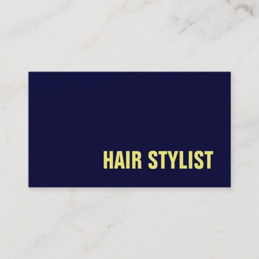 Trendy Modern Navy Blue Hair Stylist Visitekaartje (Voorkant)