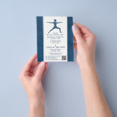 Trendy Modern Navy Blue Yoga Class Adverteren Flyer (Hand)