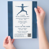 Trendy Modern Navy Blue Yoga Class Adverteren Flyer (Hand)