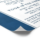 Trendy Modern Navy Blue Yoga Class Adverteren Poster (Hoek)