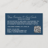 Trendy Modern Navy Blue Yoga Instructor Visitekaartje (Achterkant)