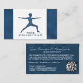 Trendy Modern Navy Blue Yoga Instructor Visitekaartje (Voorkant / Achterkant)