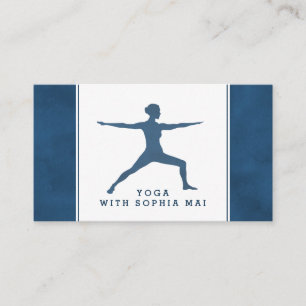 Trendy Modern Navy Blue Yoga Instructor Visitekaartje