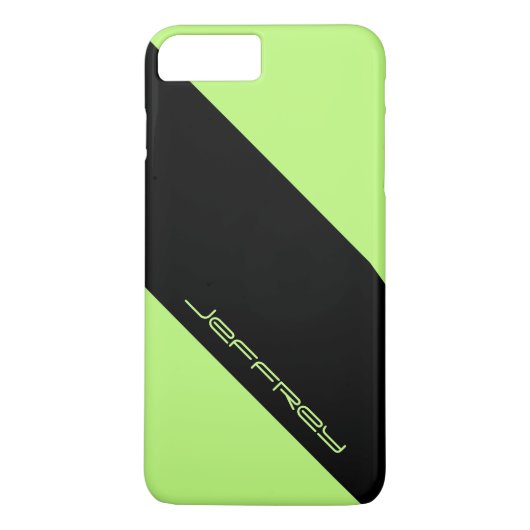 Trendy Modern Neon Green Black Minimalist, naam  Case-Mate iPhone Case (Achterkant)