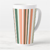 Trendy Modern Nieuw Sinaasappel Groen Wit Strepen Latte Mok (Rechterhoek)