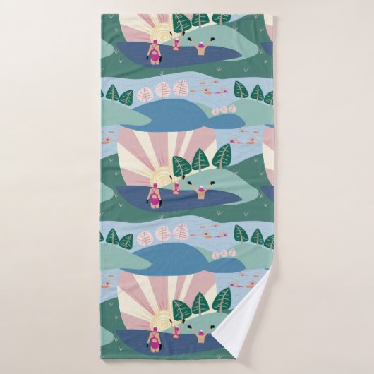 Trendy Modern Open Water Zwemmen met vrienden Badhanddoek (Badhanddoek)