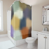 Trendy Modern Oranje Blauw Beige Paars Douchegordijn (In situ)