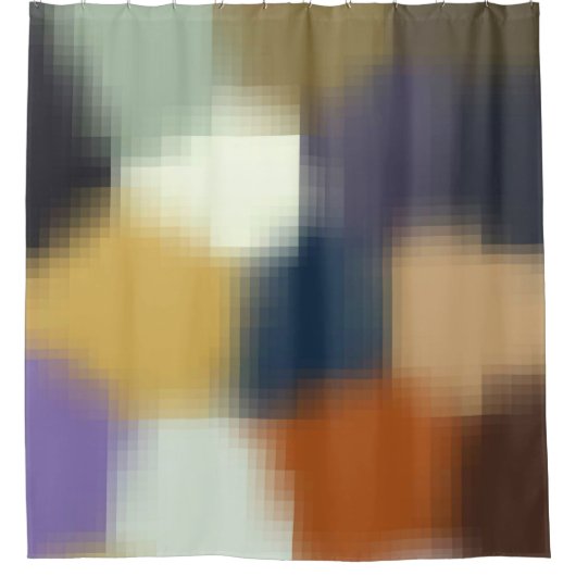 Trendy Modern Oranje Blauw Beige Paars Douchegordijn (Voorkant)