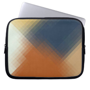 Trendy modern Oranje blauw beige patroon Laptop Sleeve