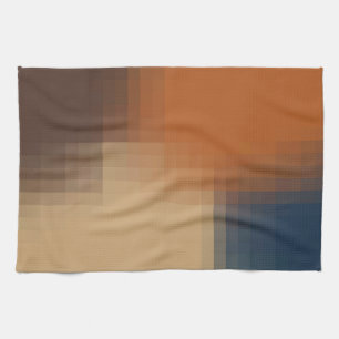 Trendy modern Oranje blauw beige patroon Theedoek
