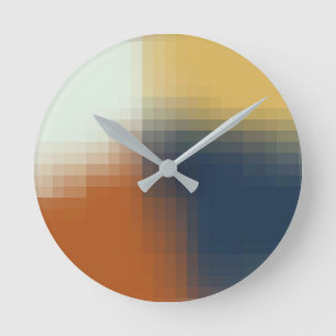 Trendy Modern Oranje Blauw Geel Uniek Patroon Ronde Klok