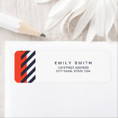 Trendy Modern Oranje en Dark Blue Stripes Address Etiket (Insitu)