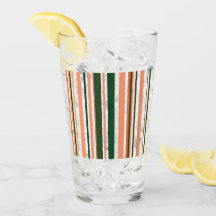 Trendy Modern Oranje groen wit streepjesglas