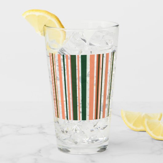Trendy Modern Oranje groen wit streepjesglas Glas (Voorkant ijs)