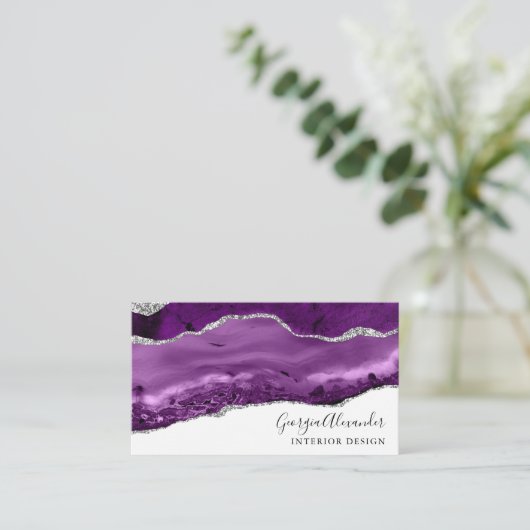 Trendy Modern Paars Agate Professional Design Visitekaartje (Staand voorkant)