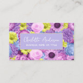 Trendy Modern Paars Floral Botanical QR Code Visitekaartje (Voorkant)