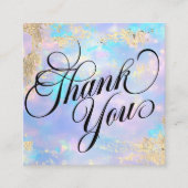 Trendy Modern Paars Opal & Gold Hartelijk dank Vierkante Visitekaartje (Voorkant)