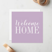 Trendy modern paars welkomstbriefkaart notitiekaartje (Voorkant / Achterkant in situ)