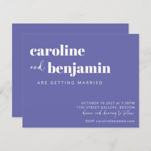 Trendy Modern Paarse budget Weddenschap (Voorkant / Achterkant)